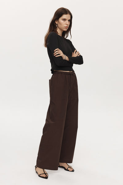 Seam Detail Pant in Dark Chocolate Marle
