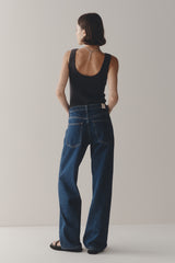 WIDE LEG JEAN - MID BLUE