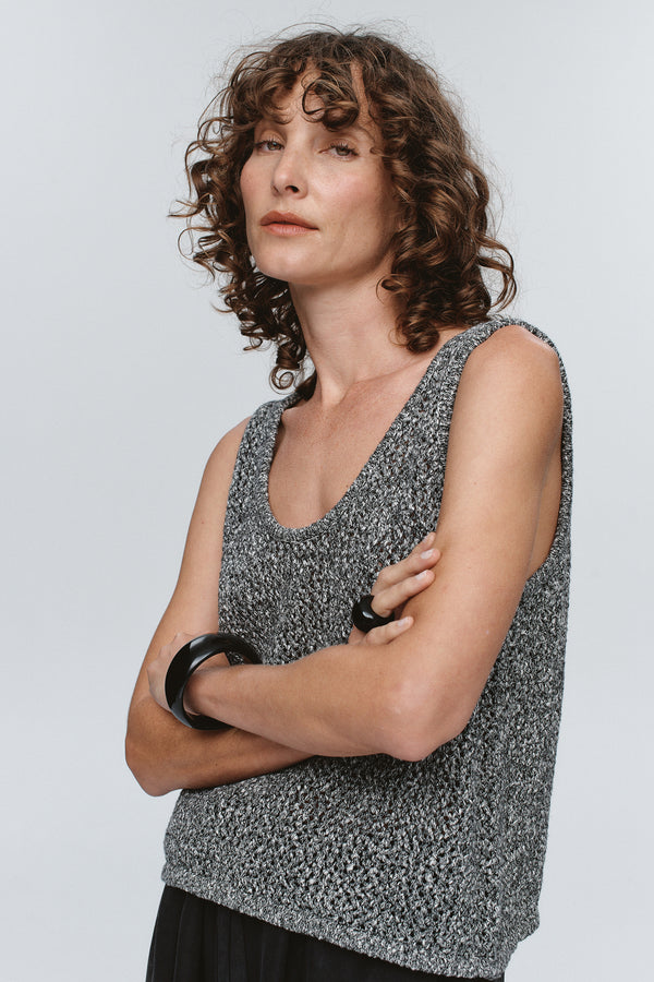 NOVA TOP - BLACK / IVORY MELANGE
