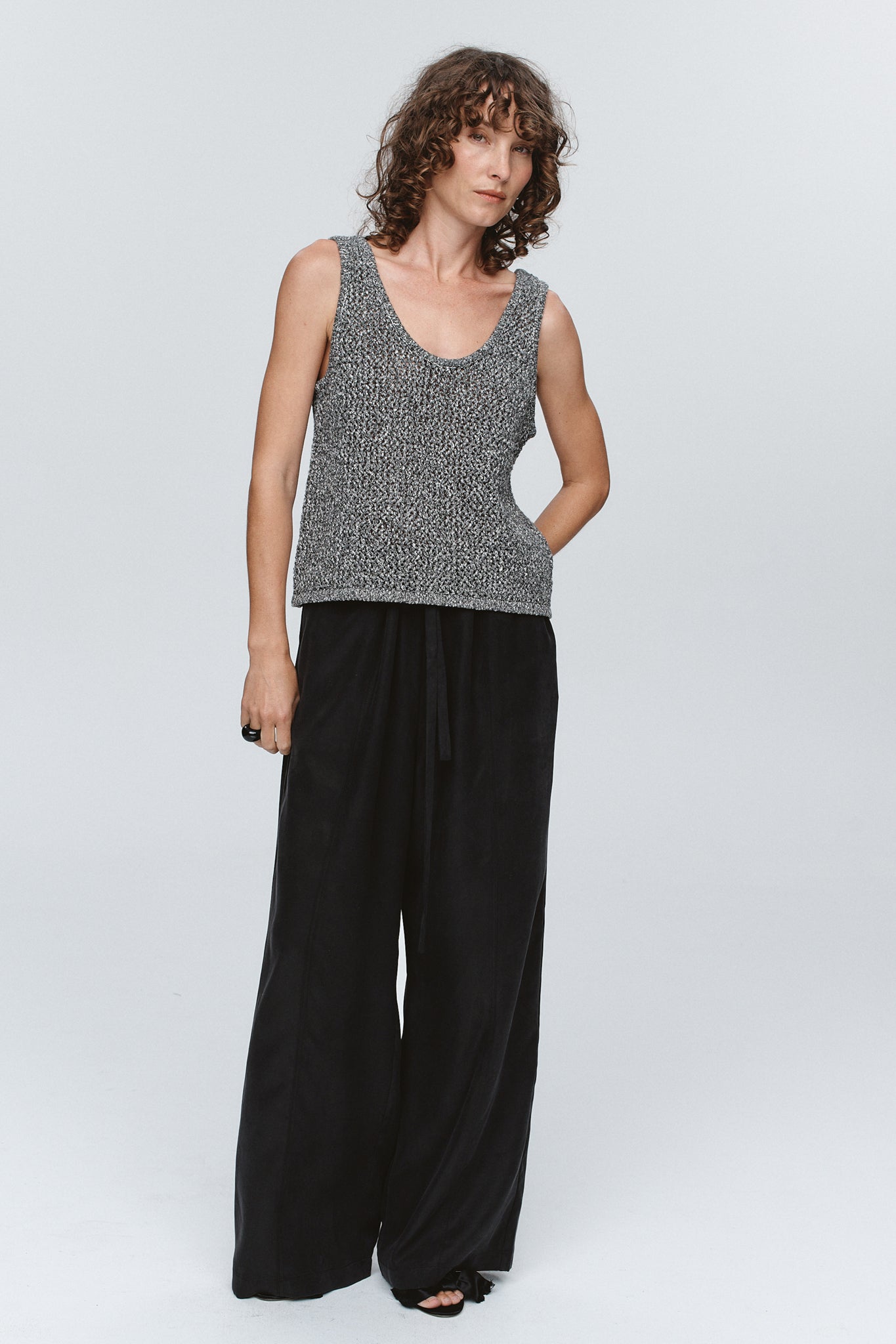 NOVA TOP - BLACK / IVORY MELANGE