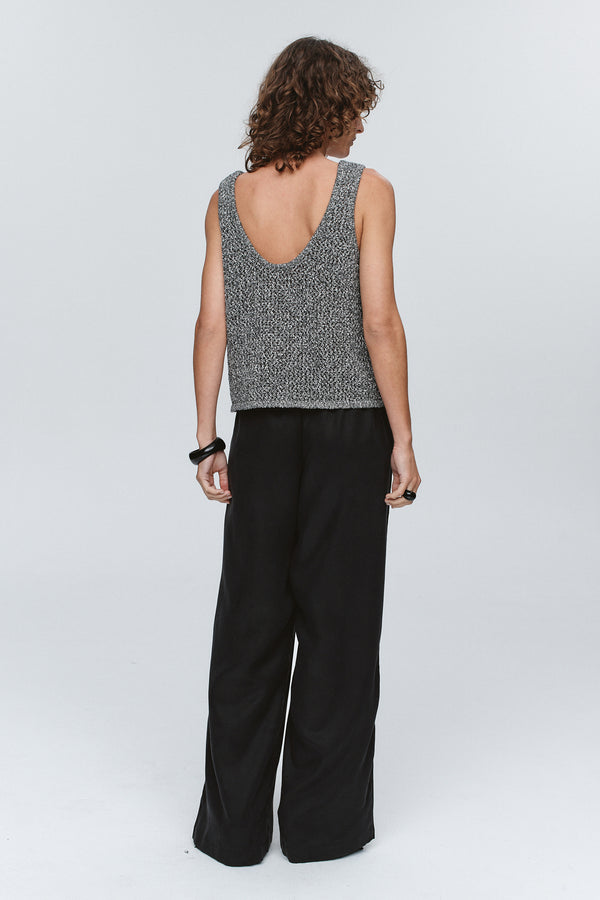 NOVA TOP - BLACK / IVORY MELANGE