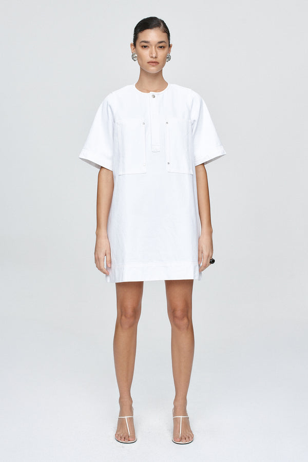 PATCH POCKET DRESS - BLANC