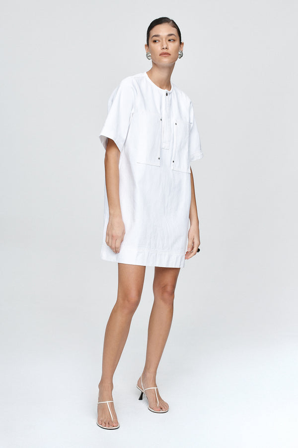 PATCH POCKET DRESS - BLANC