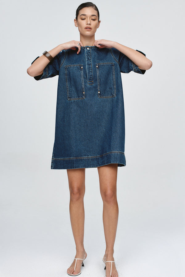 PATCH POCKET DRESS - CLASSIC BLUE