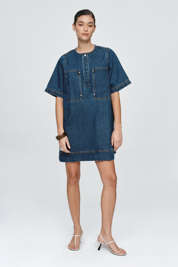 PATCH POCKET DRESS - CLASSIC BLUE