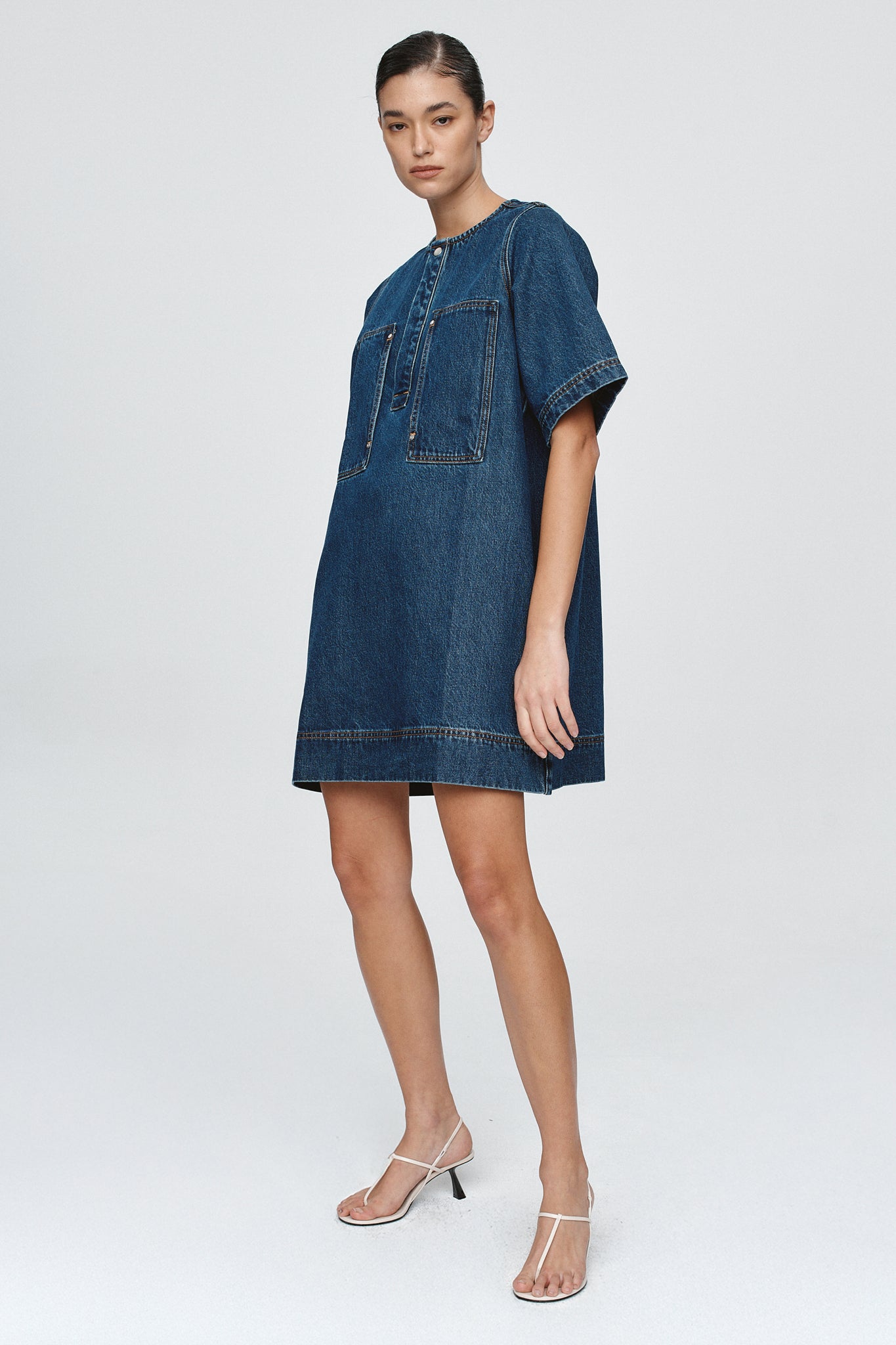 PATCH POCKET DRESS - CLASSIC BLUE