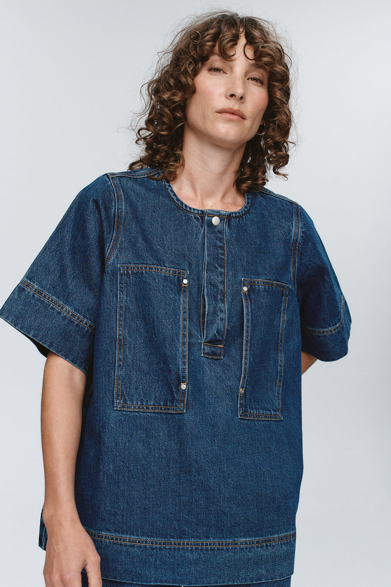 PATCH POCKET SHIRT - WASHED INDIGO