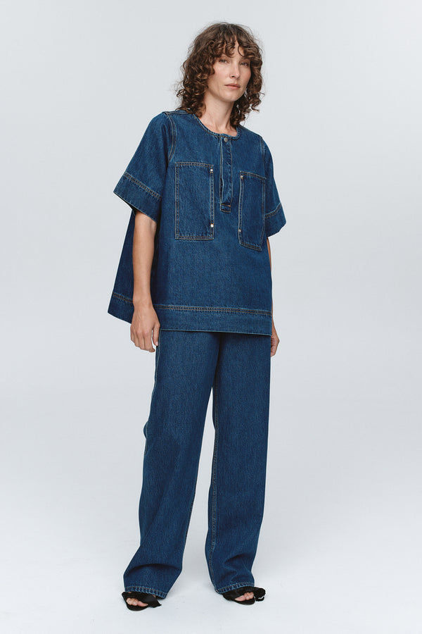 PATCH POCKET SHIRT - WASHED INDIGO