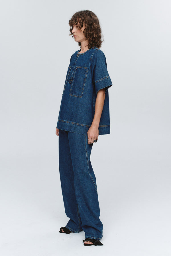 PATCH POCKET SHIRT - WASHED INDIGO