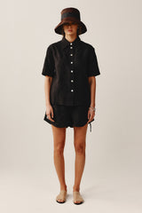 LUCIANA SHIRT - BLACK EMBROIDERY