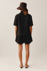 LUCIANA SHIRT - BLACK EMBROIDERY