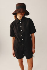LUCIANA SHIRT - BLACK EMBROIDERY