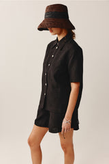 LUCIANA SHIRT - BLACK EMBROIDERY
