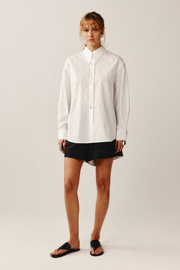 THEA SHIRT - IVORY EMBROIDERY