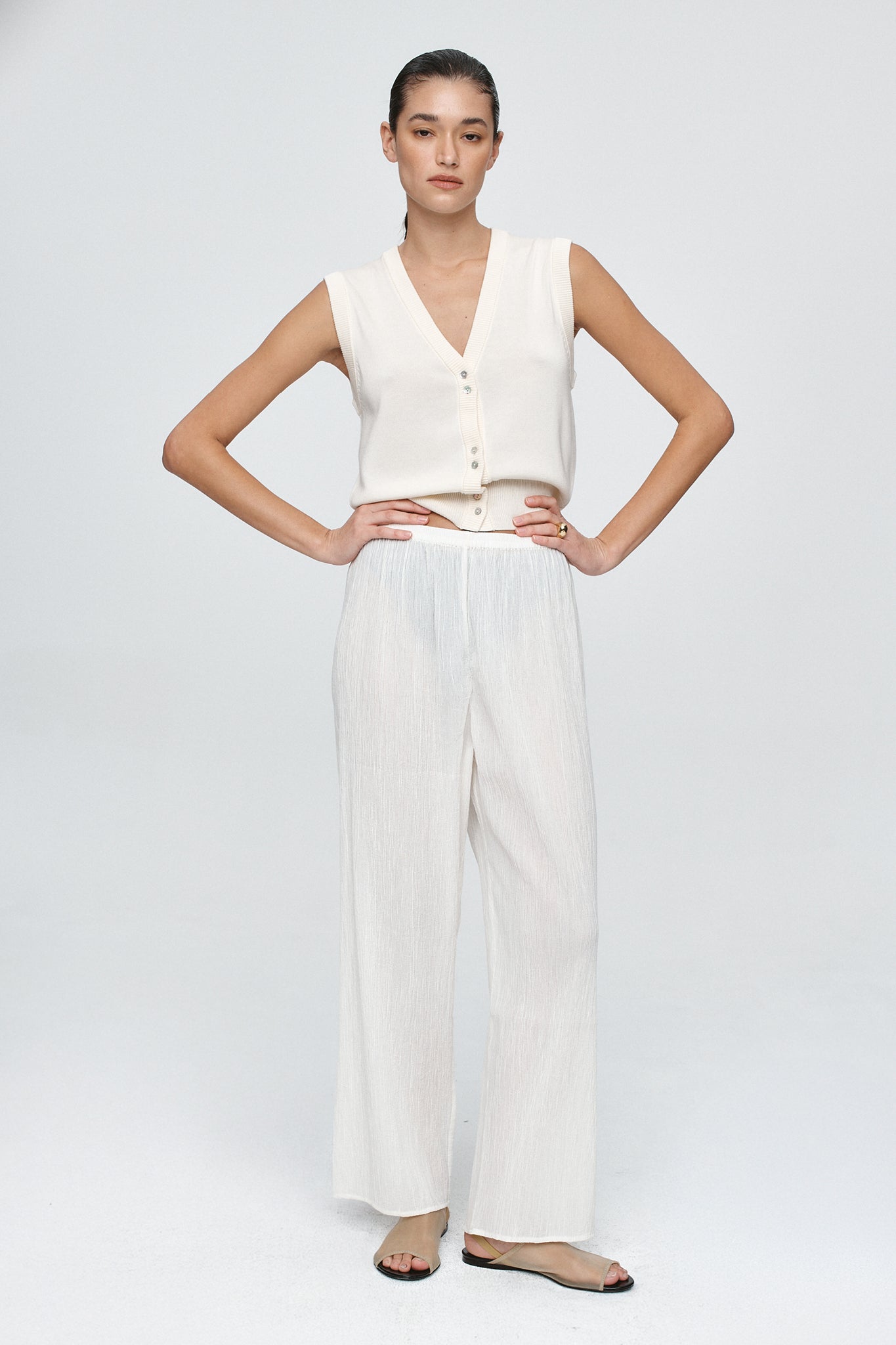 RENEE PANT - IVORY CRINKLE