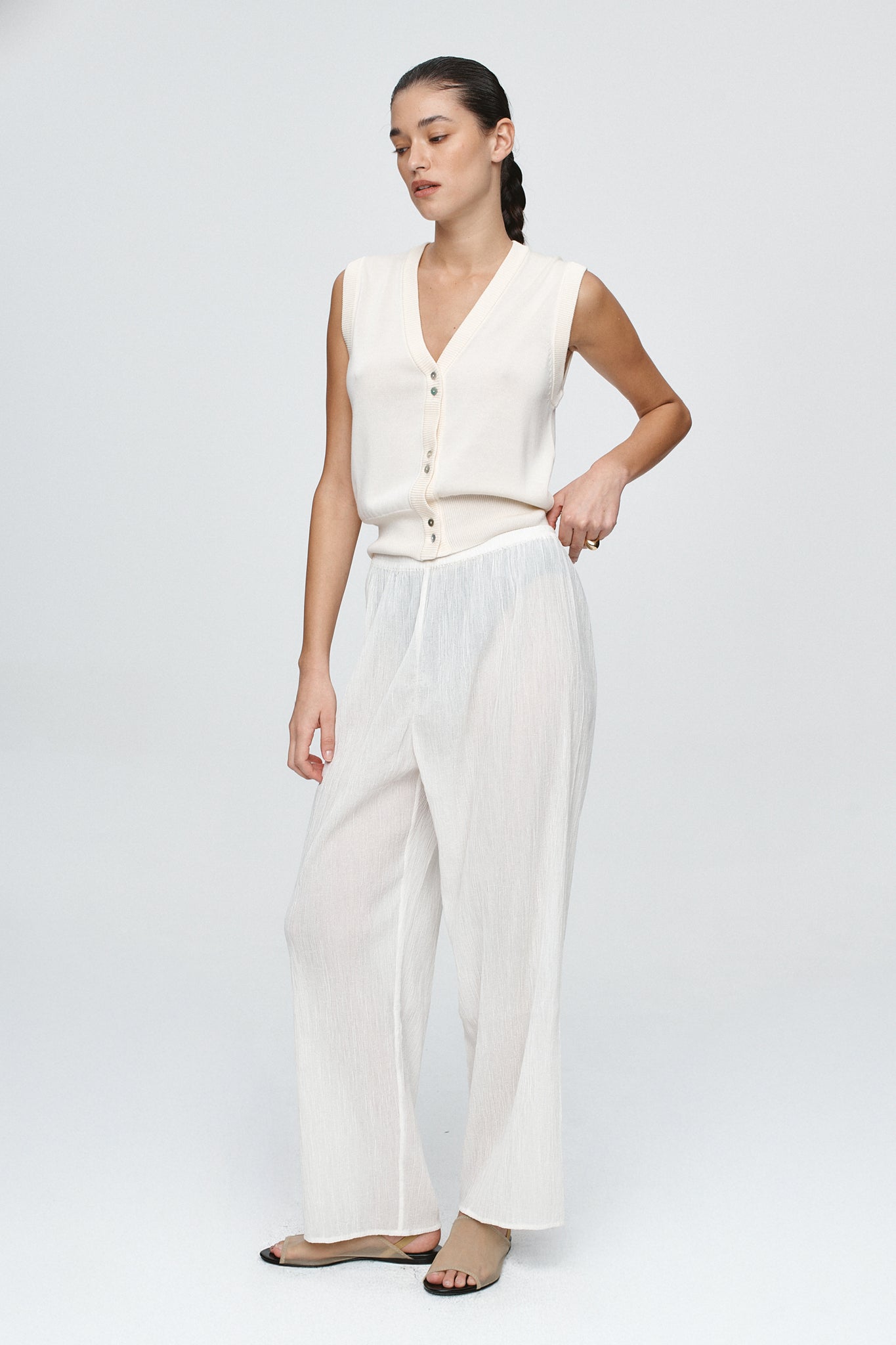 RENEE PANT - IVORY CRINKLE