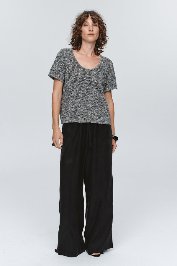 RUMI TOP - BLACK / IVORY MELANGE