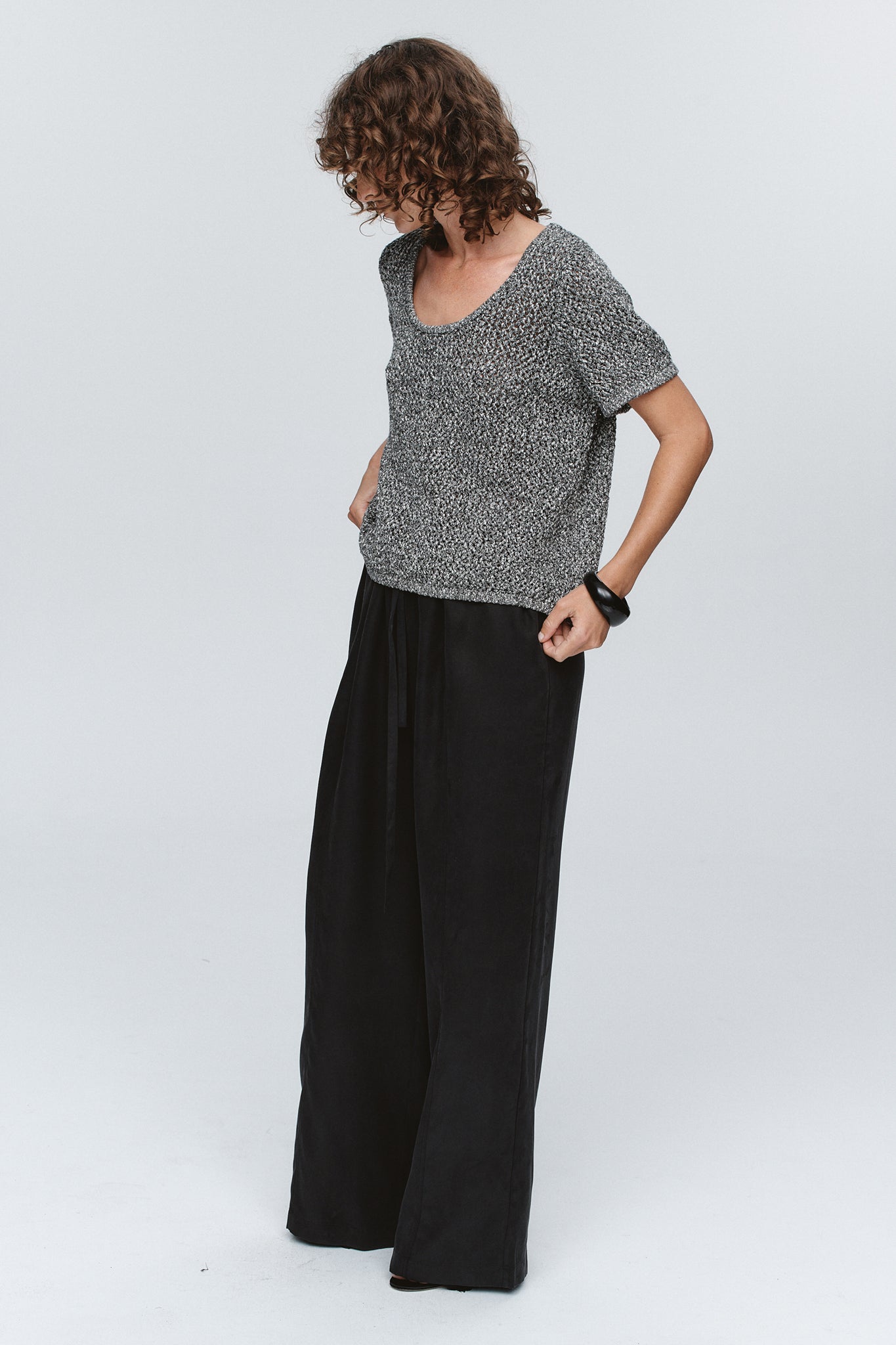 RUMI TOP - BLACK / IVORY MELANGE