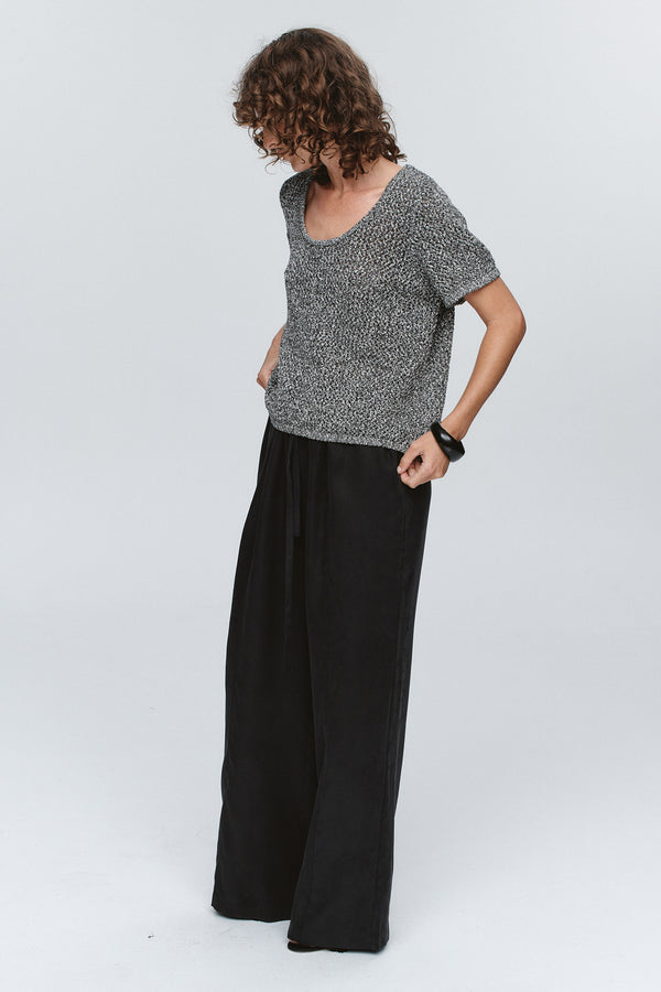 RUMI TOP - BLACK / IVORY MELANGE