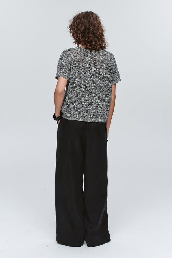 RUMI TOP - BLACK / IVORY MELANGE