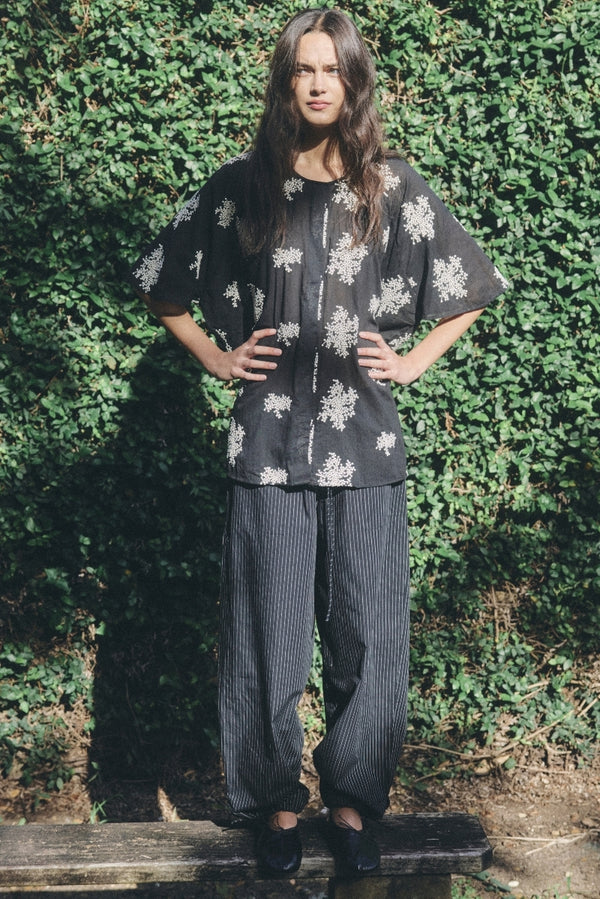 FATIMA PANT - BLACK PIN STRIPE