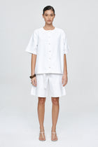 SHORT SLEEVE SEAM SHIRT - BLANC