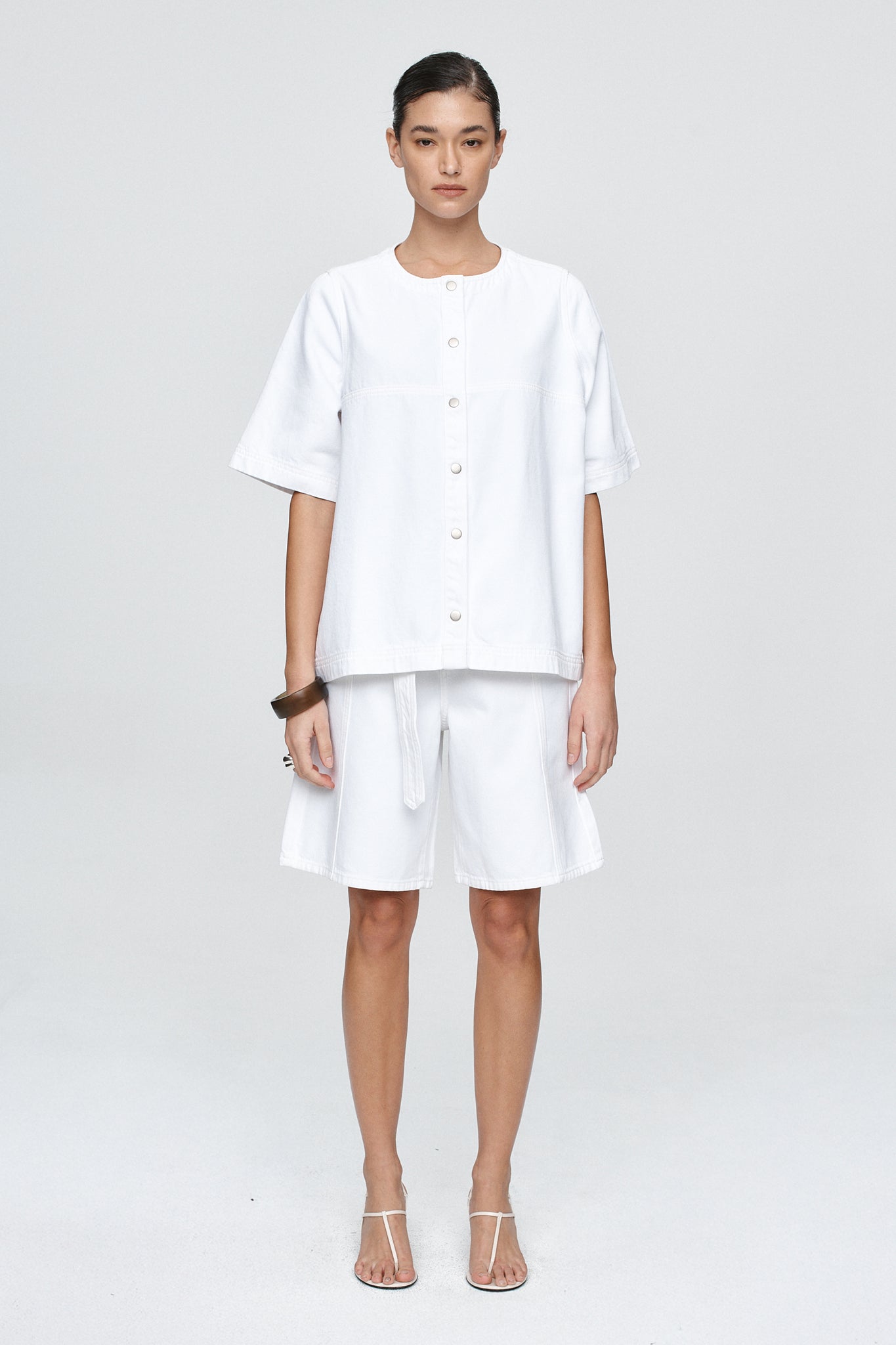 SHORT SLEEVE SEAM SHIRT - BLANC