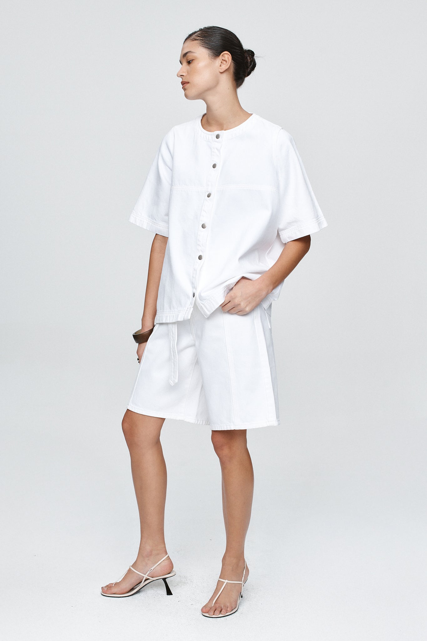 SHORT SLEEVE SEAM SHIRT - BLANC