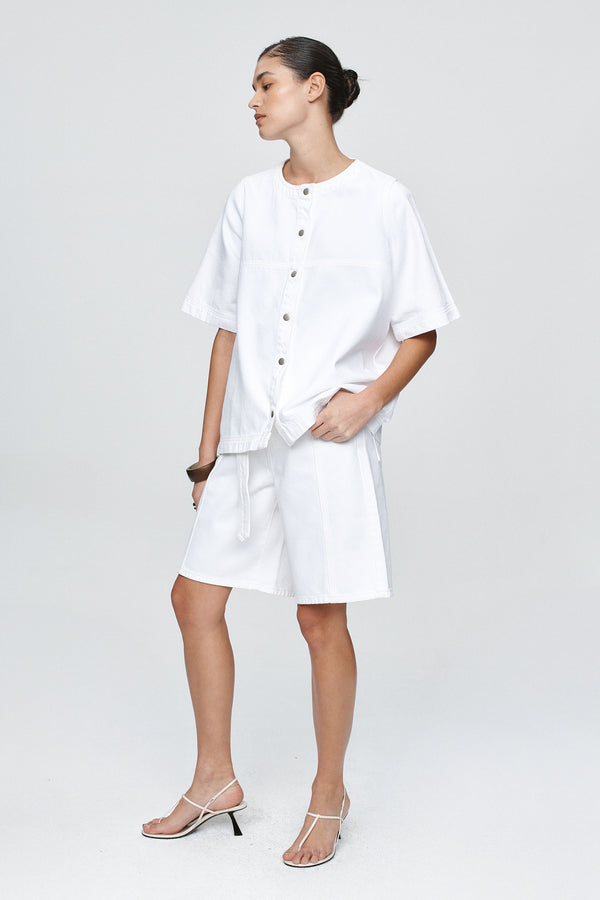 SHORT SLEEVE SEAM SHIRT - BLANC