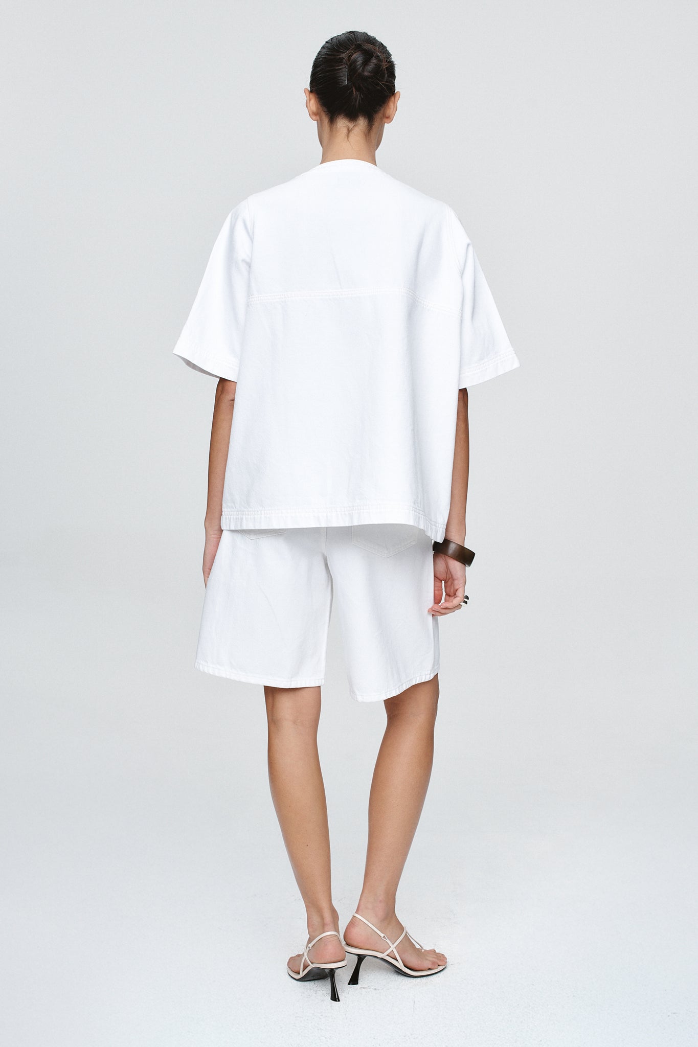 SHORT SLEEVE SEAM SHIRT - BLANC