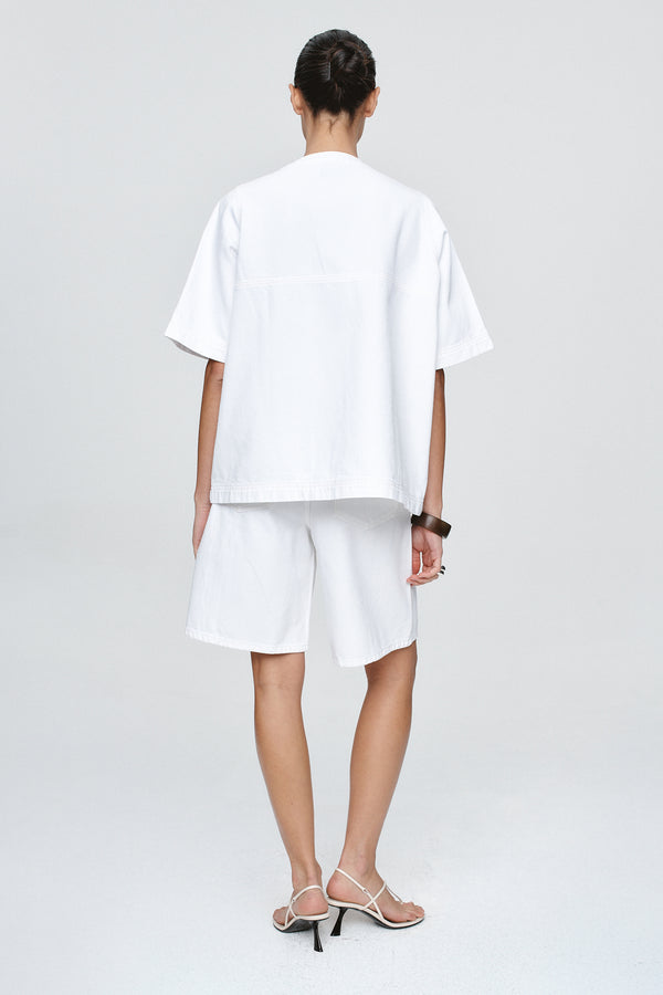 SHORT SLEEVE SEAM SHIRT - BLANC