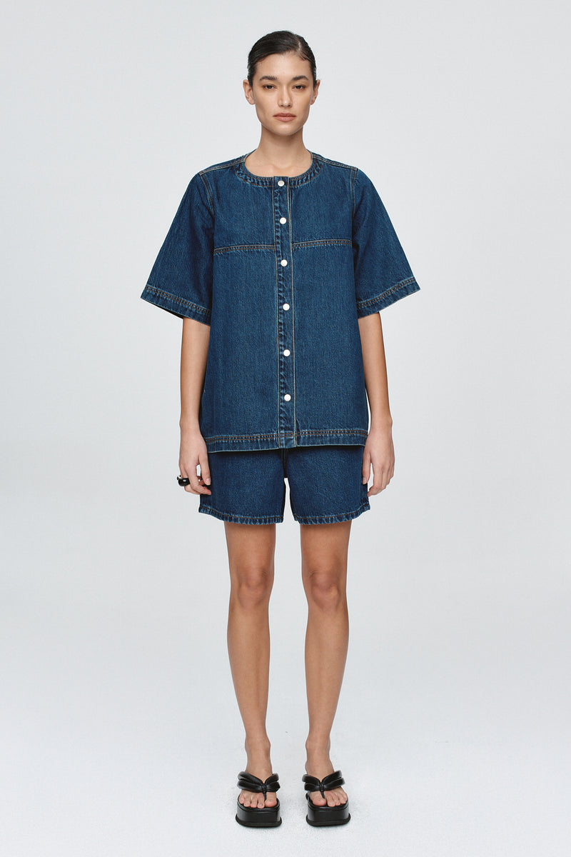 SHORT SLEEVE SEAM SHIRT - CLASSIC BLUE