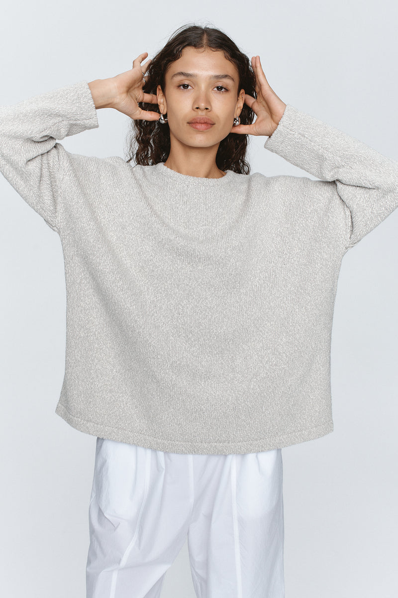 YELENA KNIT TEE - GREY MARLE