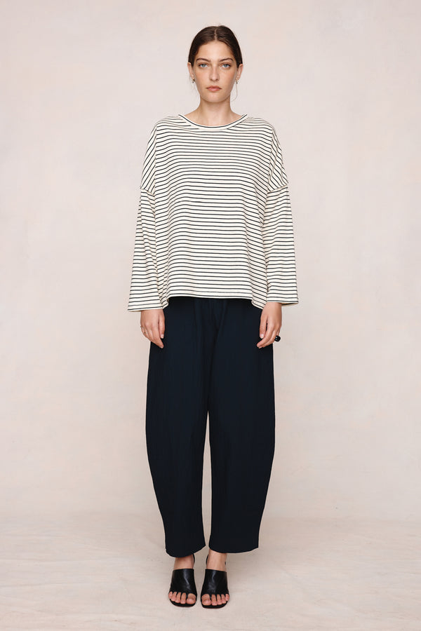 YELENA TEE - IVORY / BLACK STRIPE