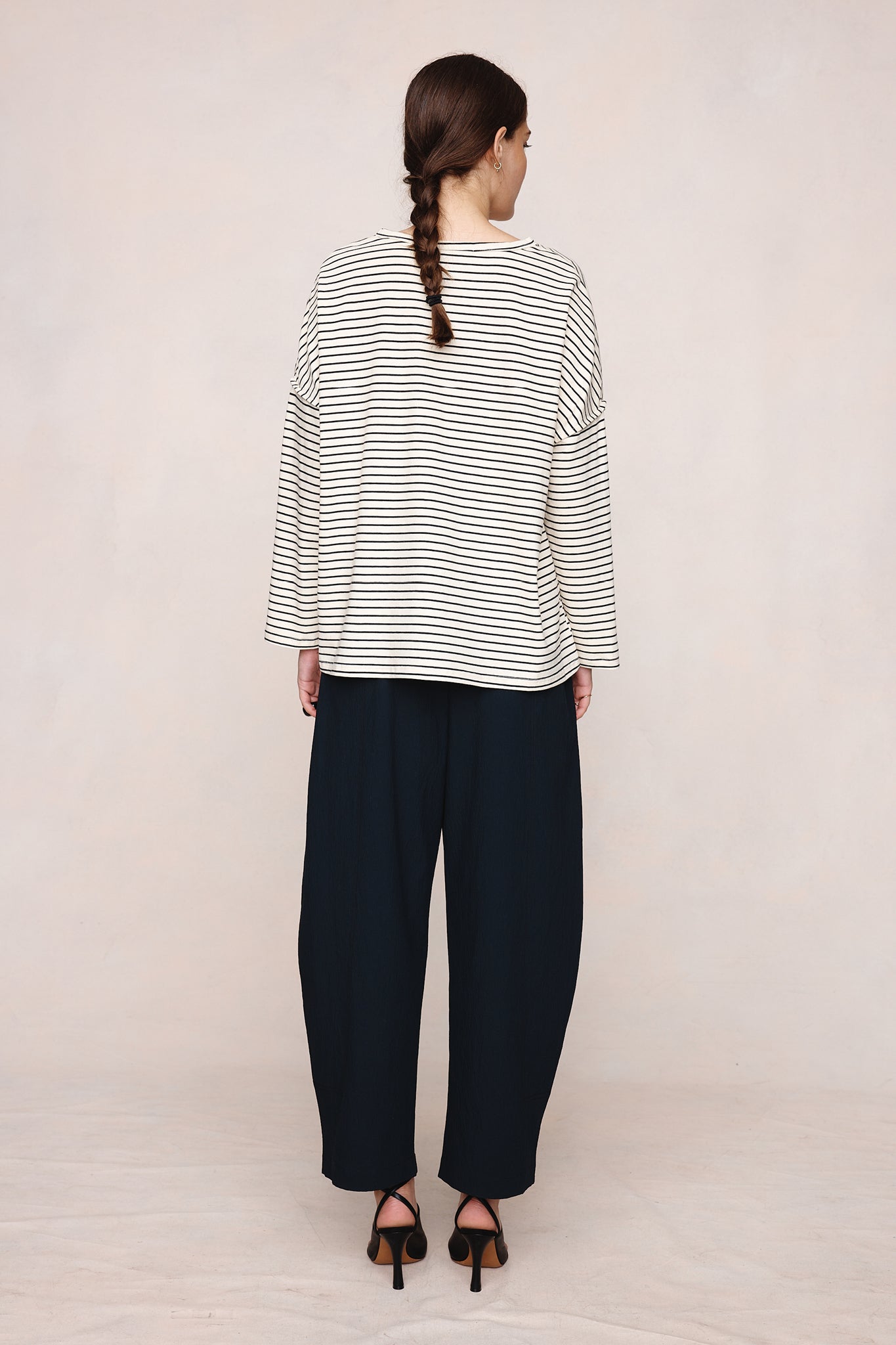 YELENA TEE - IVORY / BLACK STRIPE