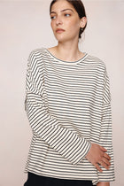 YELENA TEE - IVORY / BLACK STRIPE