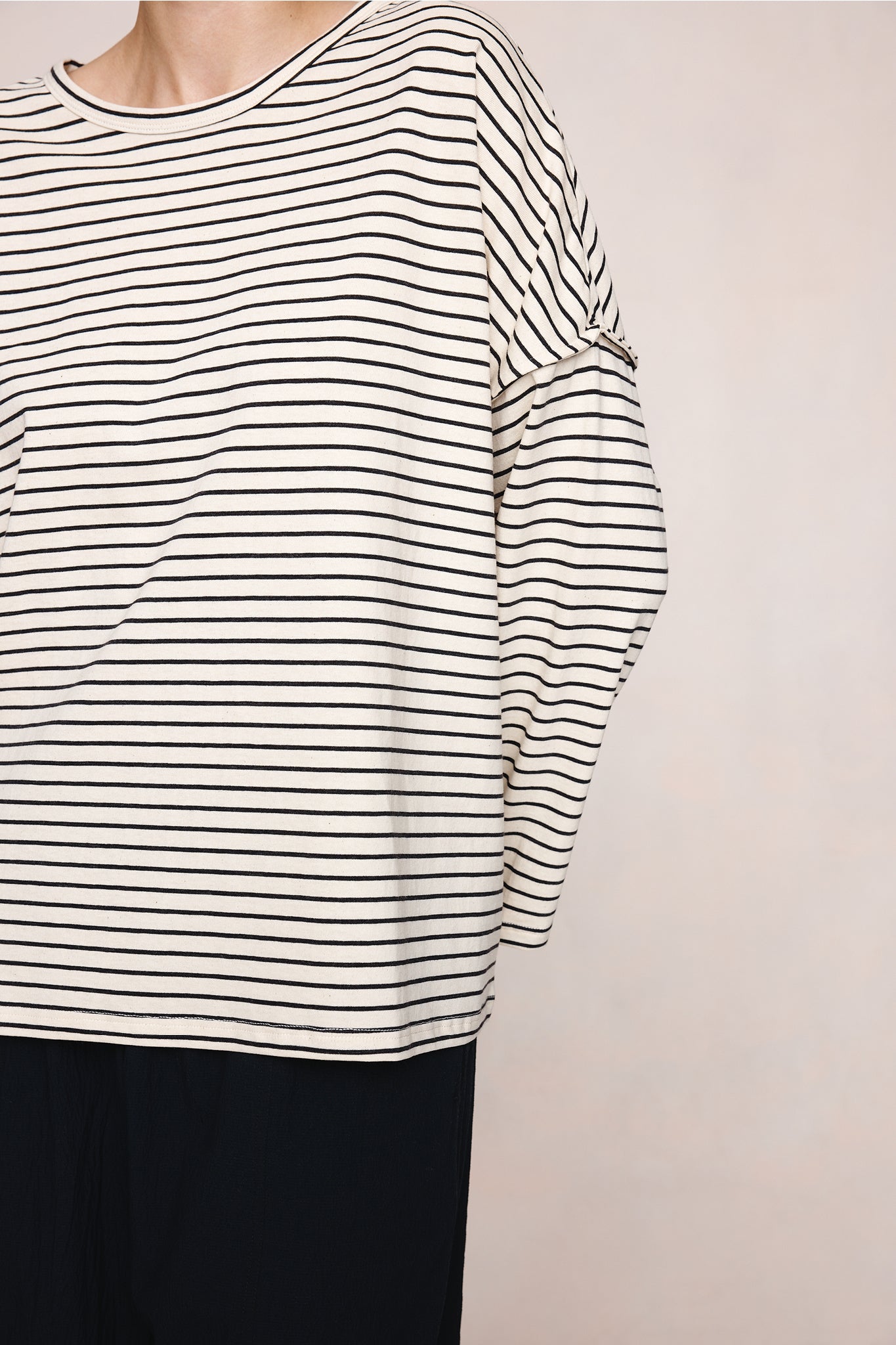 YELENA TEE - IVORY / BLACK STRIPE